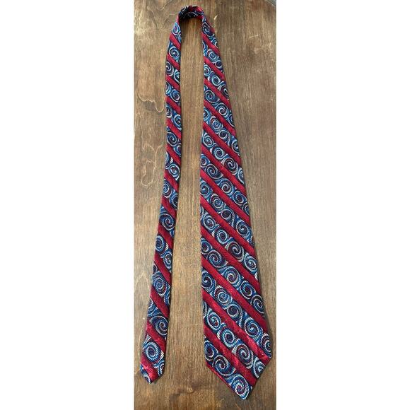 Bellini 100% Silk Men's Tie in Red and Blue 4" Striped Vintage - Picture 8 of 14